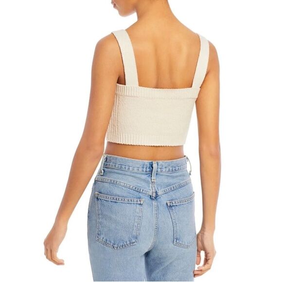 NWT A.L.C Cream Squared Neck Stretch Crop Top Women Size large - Picture 2 of 12